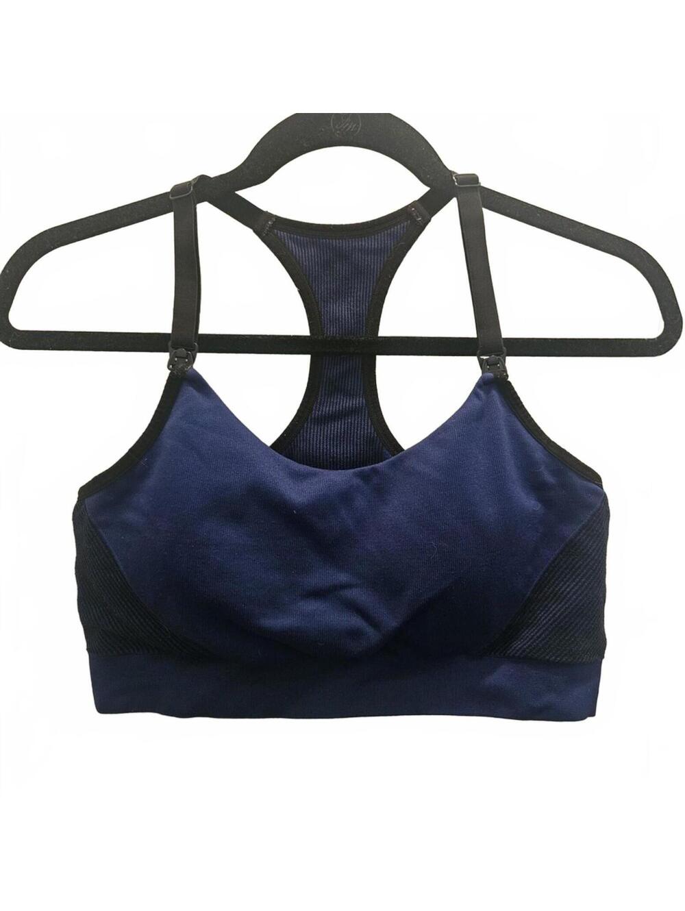 Navy Blue Racerback Nursing Sports Bra with Adjustable Straps